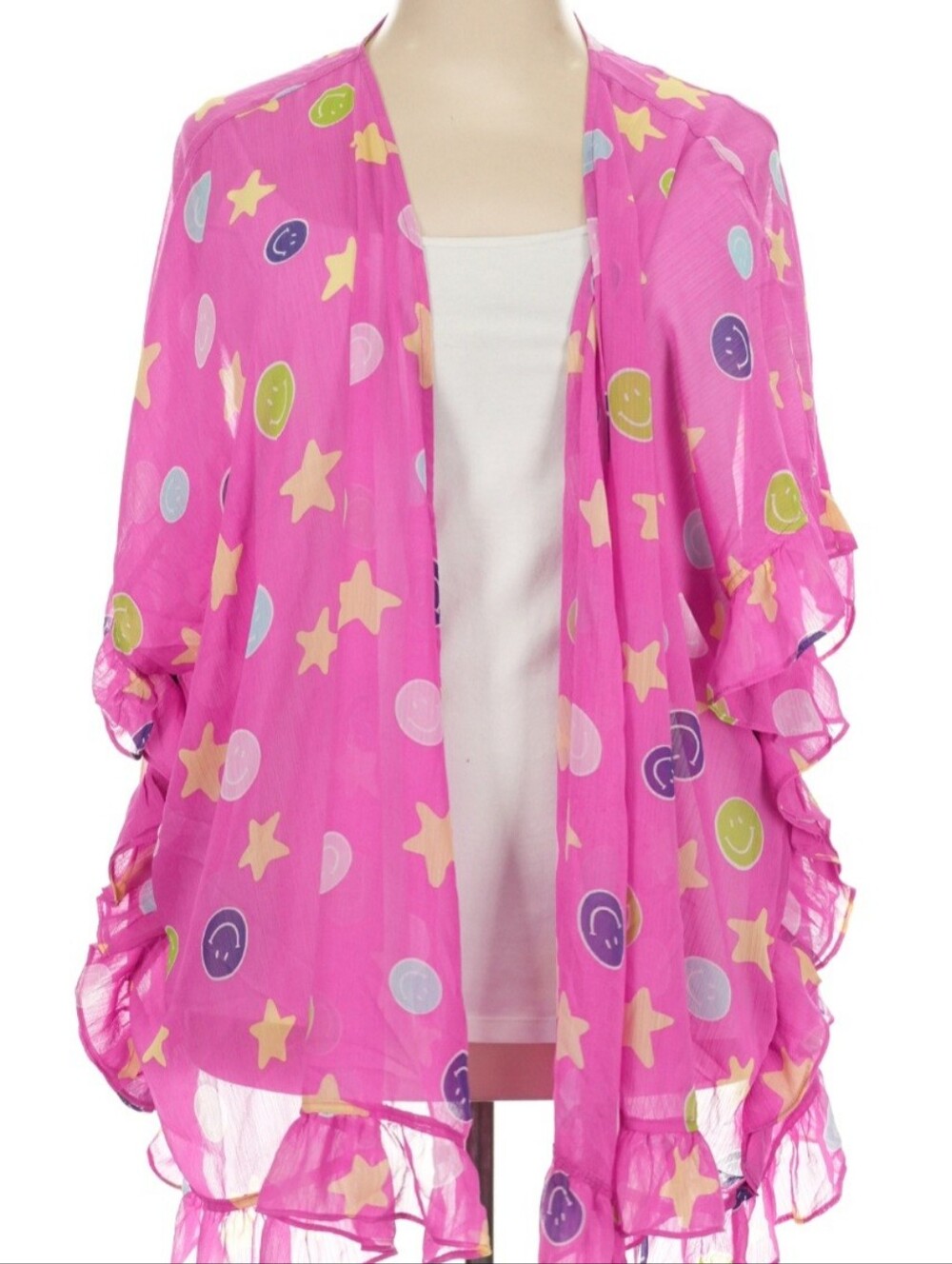 Easel Bright Pink Star & Smile Kimono